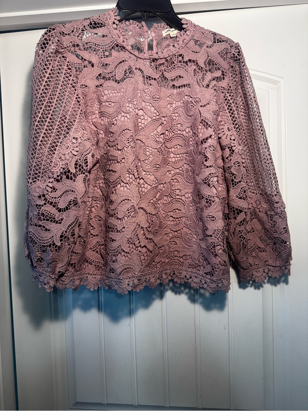 Delicate Lace Peasant Blouse - Dusty Rose